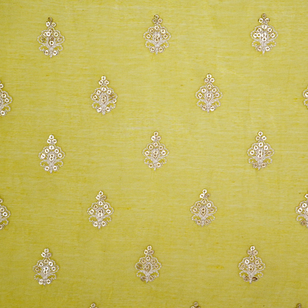 Yasira Buti on Lemon Cotton Silk Embroidered Fabric