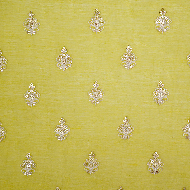 Yasira Buti on Lemon Cotton Silk Embroidered Fabric