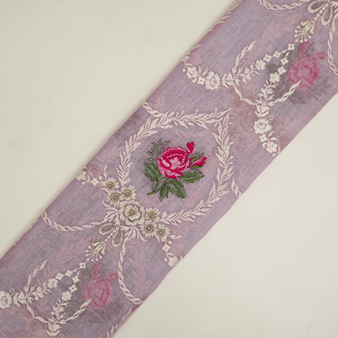 Roseen Jaal on Lilac Cotton Silk Embroidered Fabric