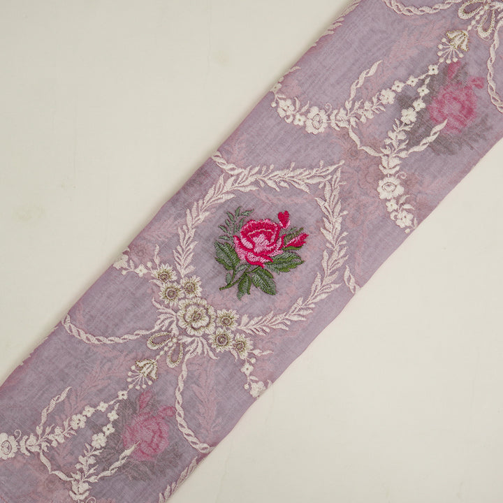 Roseen Jaal on Lilac Cotton Silk Embroidered Fabric