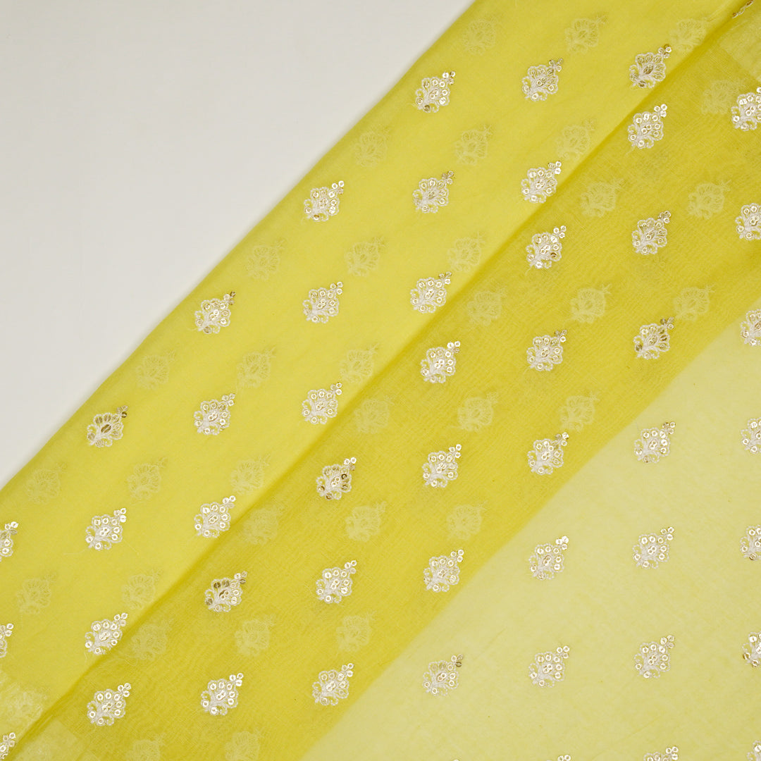 Yasira Buti on Lemon Cotton Silk Embroidered Fabric