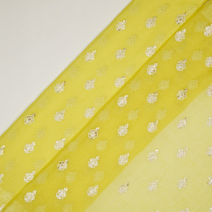Yasira Buti on Lemon Cotton Silk Embroidered Fabric