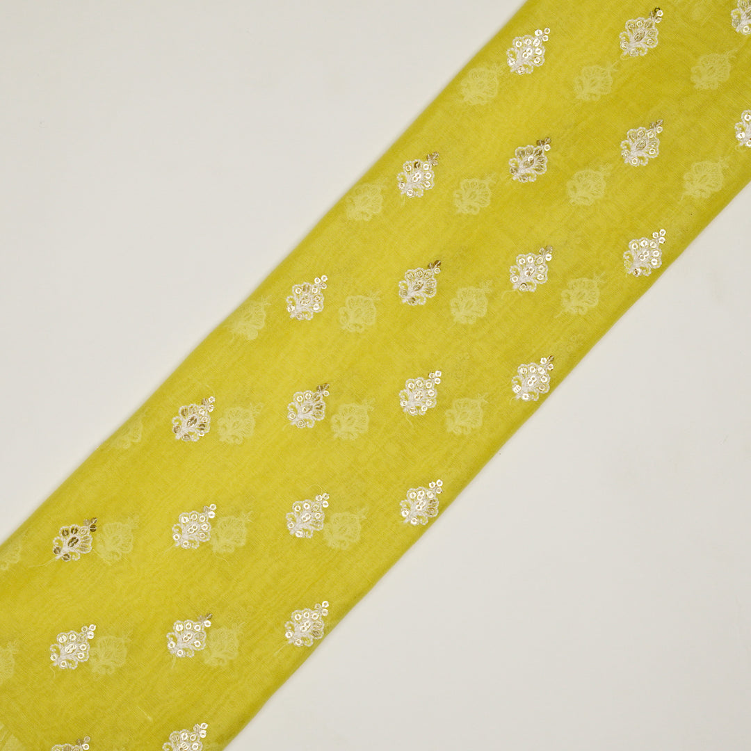 Yasira Buti on Lemon Cotton Silk Embroidered Fabric