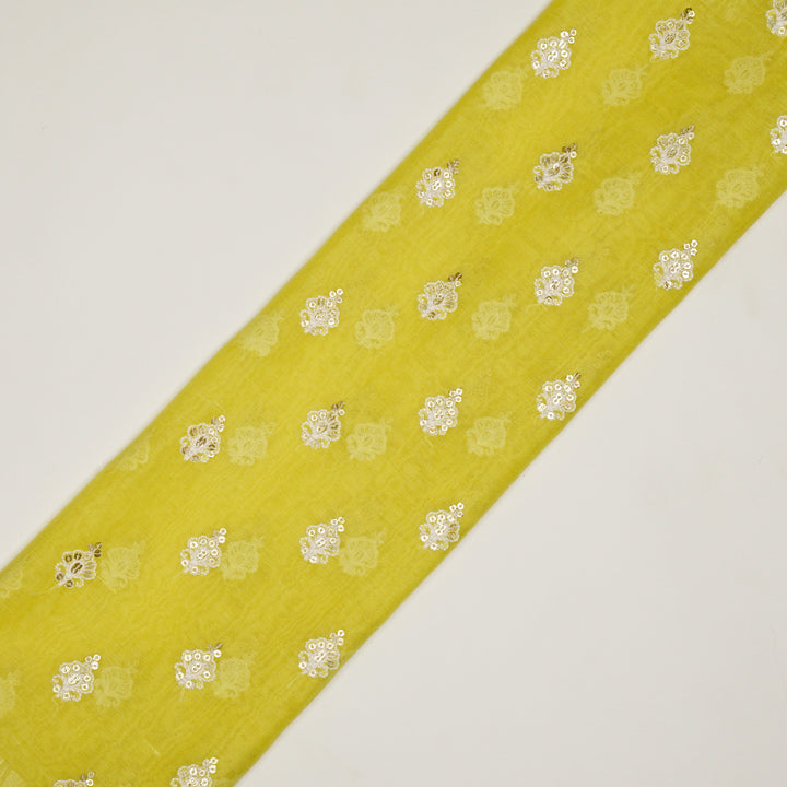 Yasira Buti on Lemon Cotton Silk Embroidered Fabric