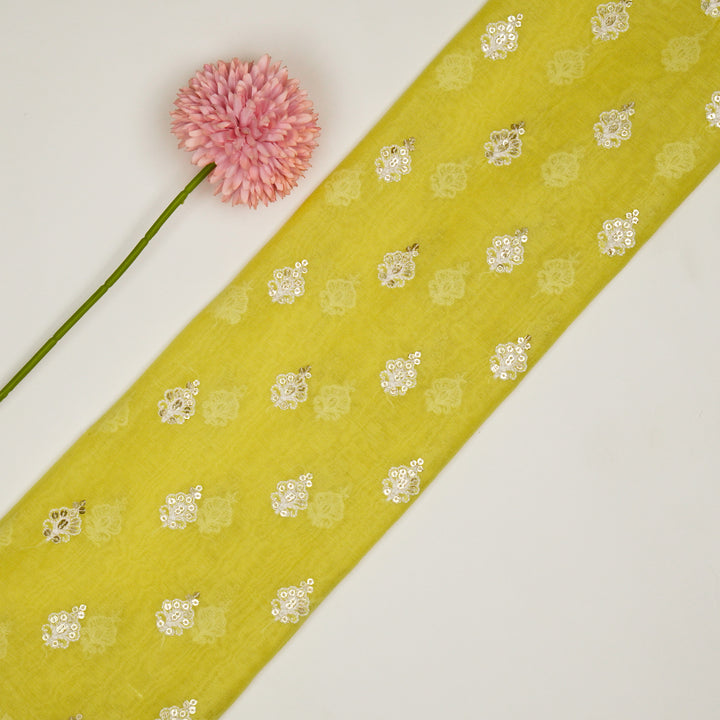 Yasira Buti on Lemon Cotton Silk Embroidered Fabric
