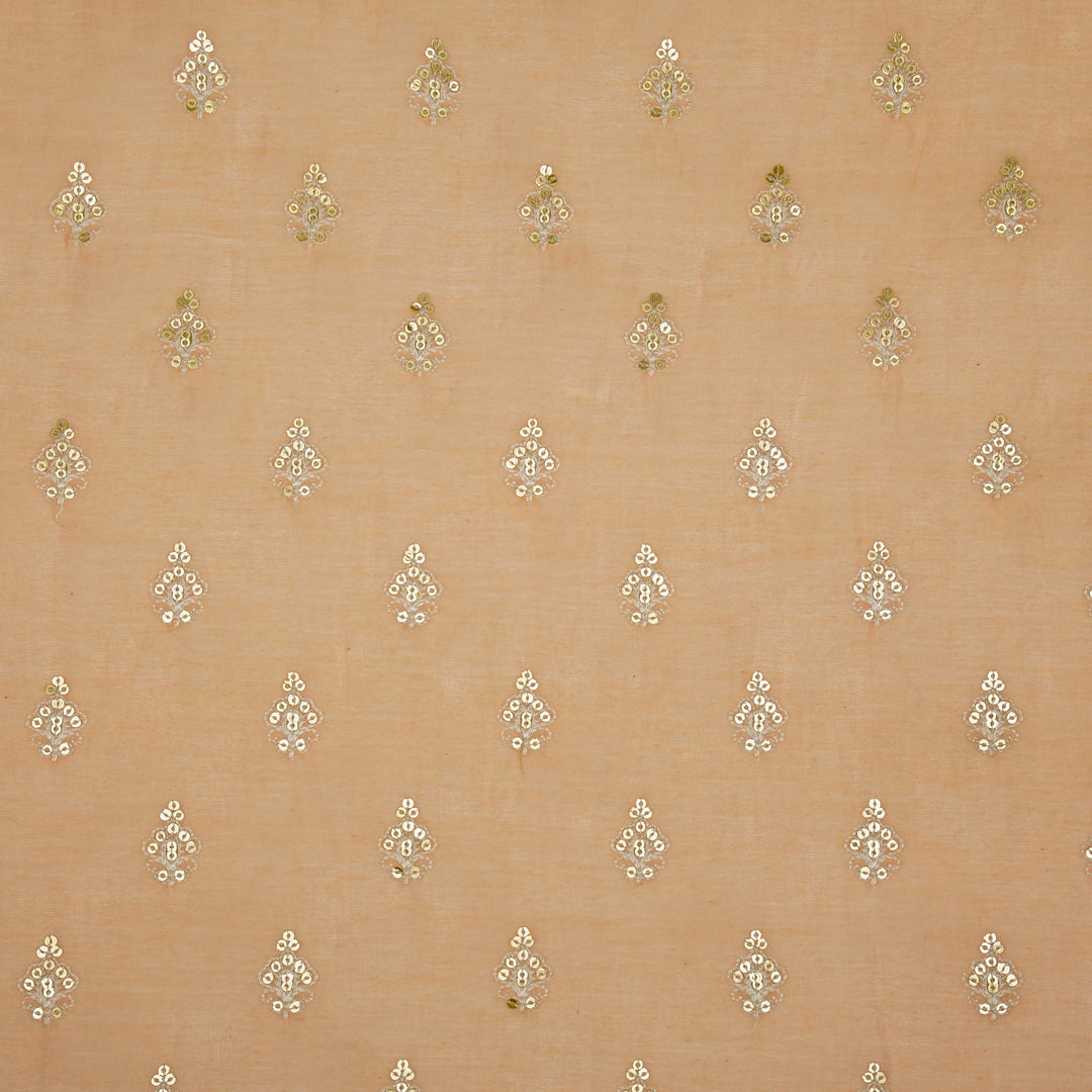 Yasira Buti on  Peach Cotton Silk Embroidered Fabric