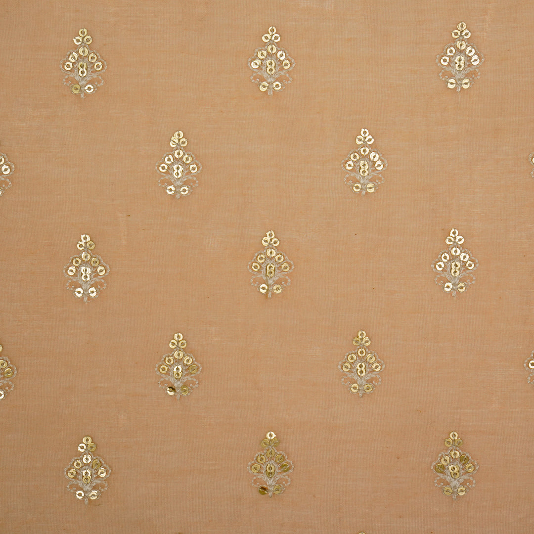 Yasira Buti on  Peach Cotton Silk Embroidered Fabric