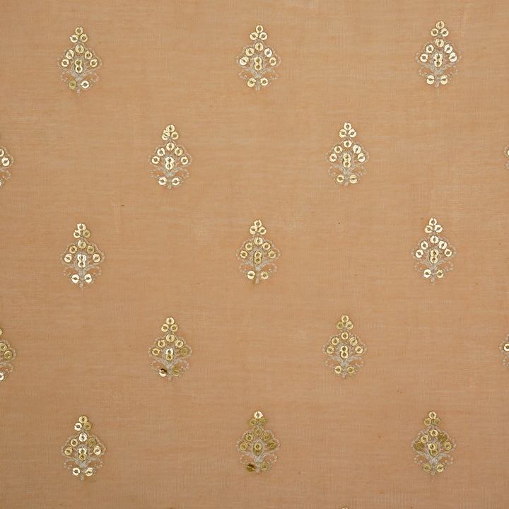 Yasira Buti on  Peach Cotton Silk Embroidered Fabric