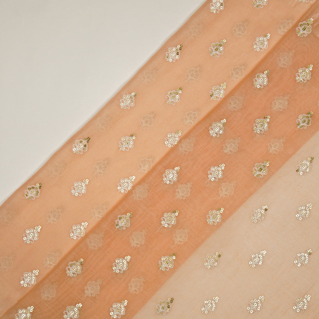 Yasira Buti on  Peach Cotton Silk Embroidered Fabric