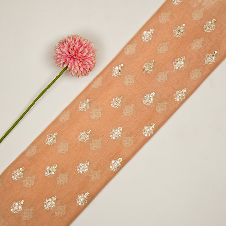 Yasira Buti on  Peach Cotton Silk Embroidered Fabric