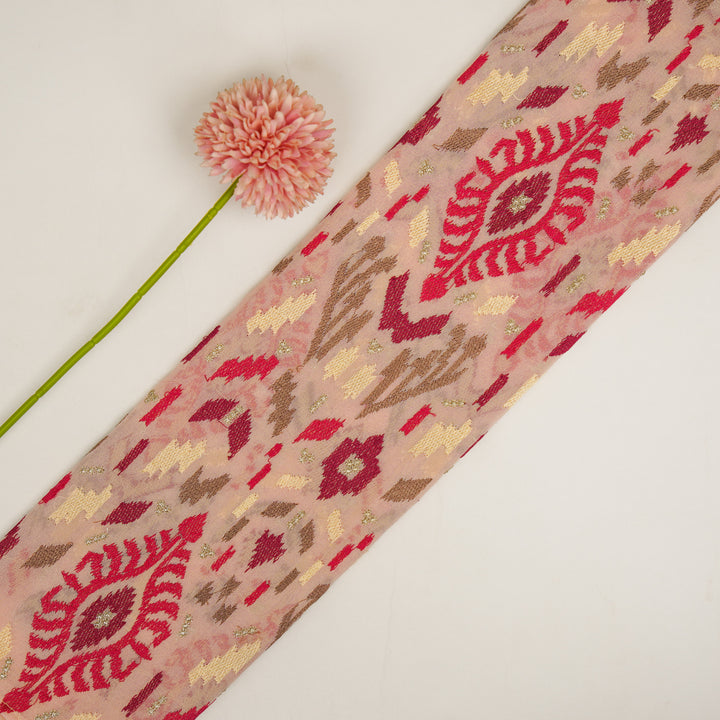 Rangvan Jaal on Light Peach Semi Georgette Embroidered Fabric