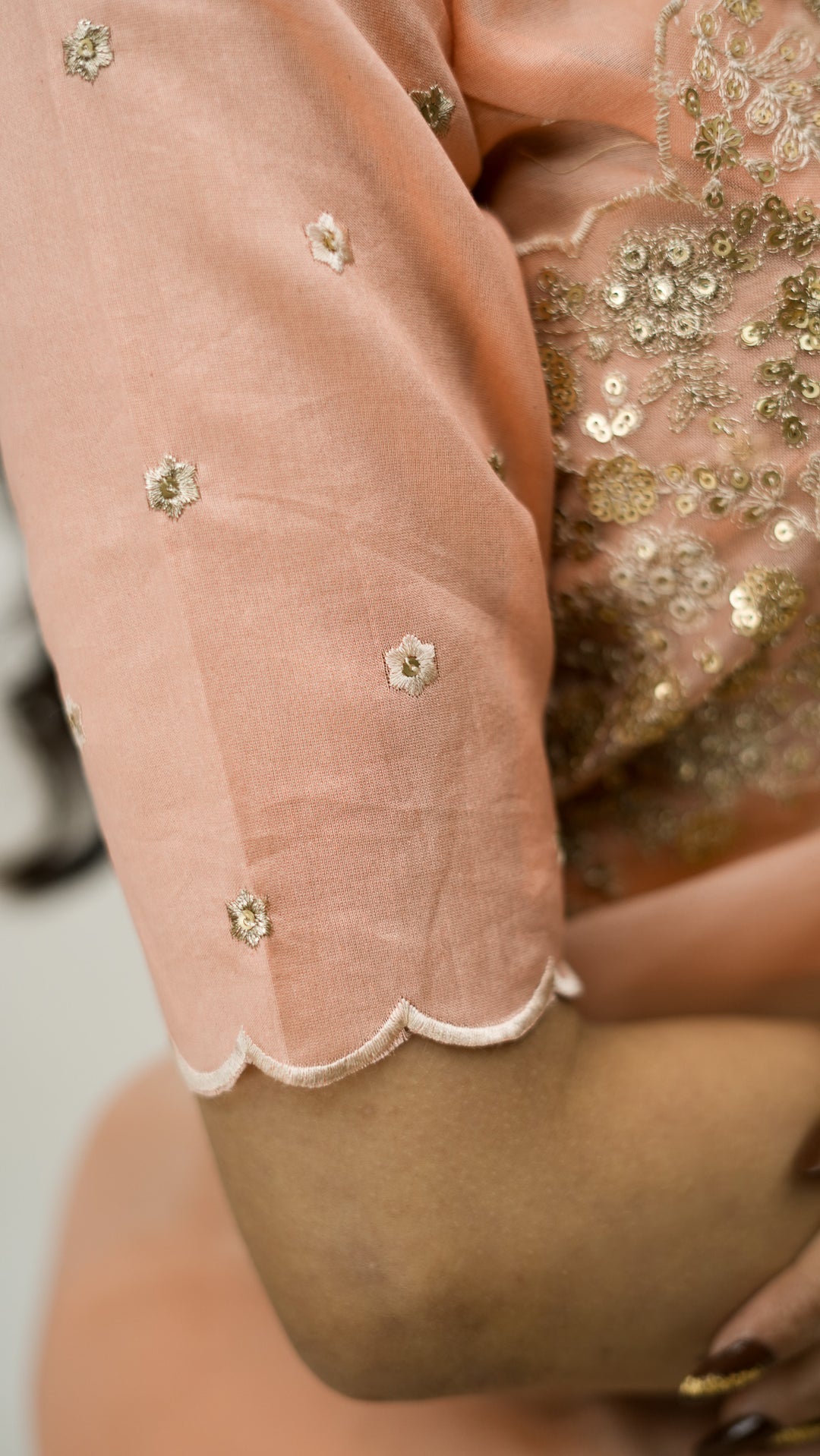 Tabeera Embroidered Saree on Peach Pure Silk Organza