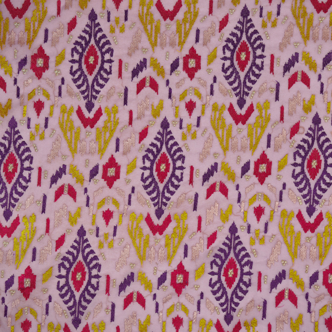 Rangvan Jaal on Lavender Semi Georgette Embroidered Fabric