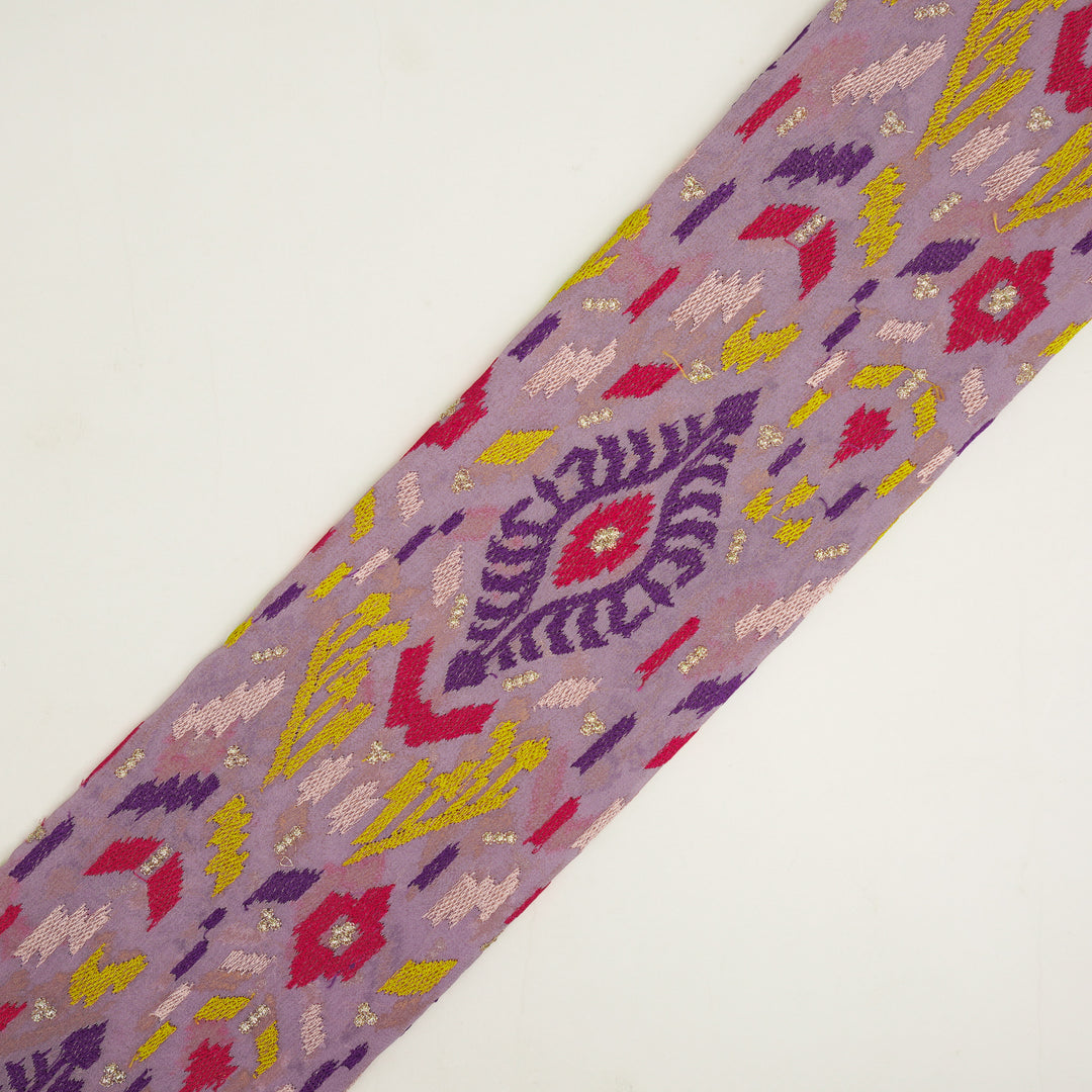 Rangvan Jaal on Lavender Semi Georgette Embroidered Fabric