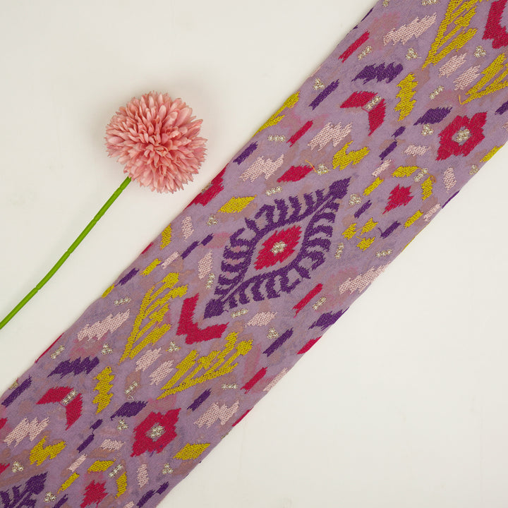 Rangvan Jaal on Lavender Semi Georgette Embroidered Fabric