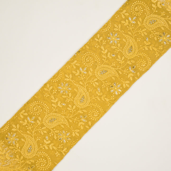 Nabila Jaal on Gold Semi Georgette Embroidered Fabric