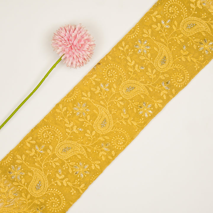 Nabila Jaal on Gold Semi Georgette Embroidered Fabric