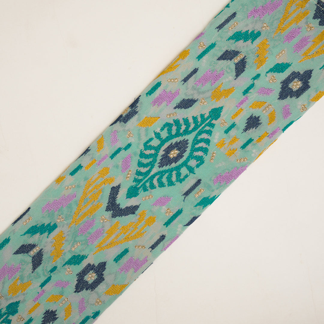 Rangvan Jaal on Lite Aqua Semi Georgette Embroidered Fabric
