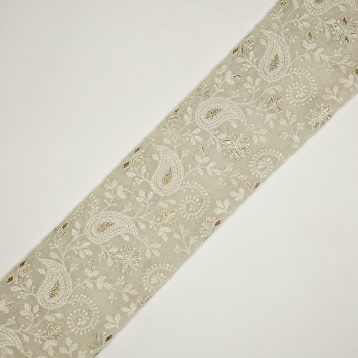 Nabila Jaal on Cream Semi Georgette Embroidered Fabric