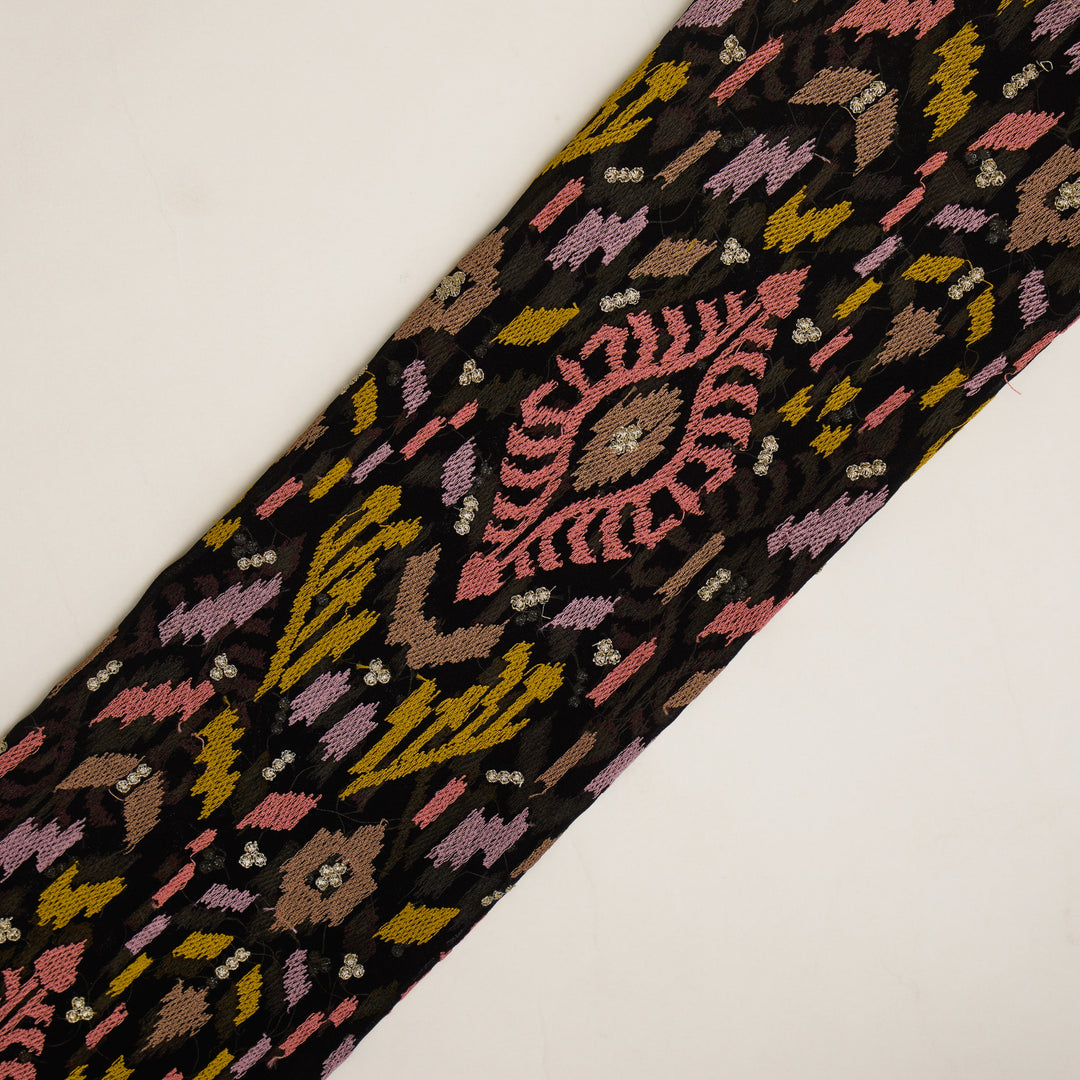 Rangvan Jaal on Black Semi Georgette Embroidered Fabric