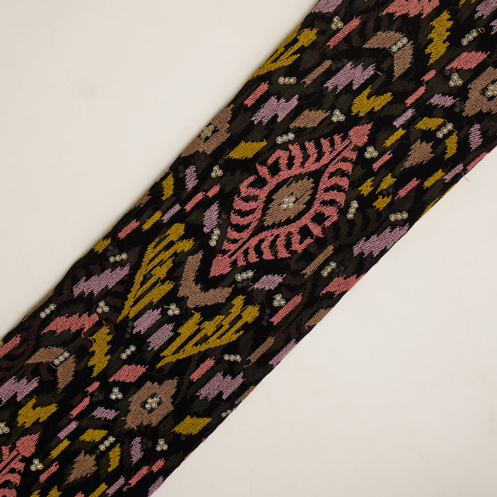 Rangvan Jaal on Black Semi Georgette Embroidered Fabric