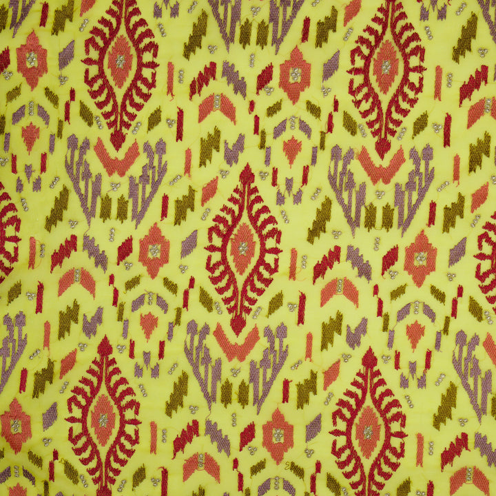 Rangvan Jaal on Lemon Semi Georgette Embroidered Fabric