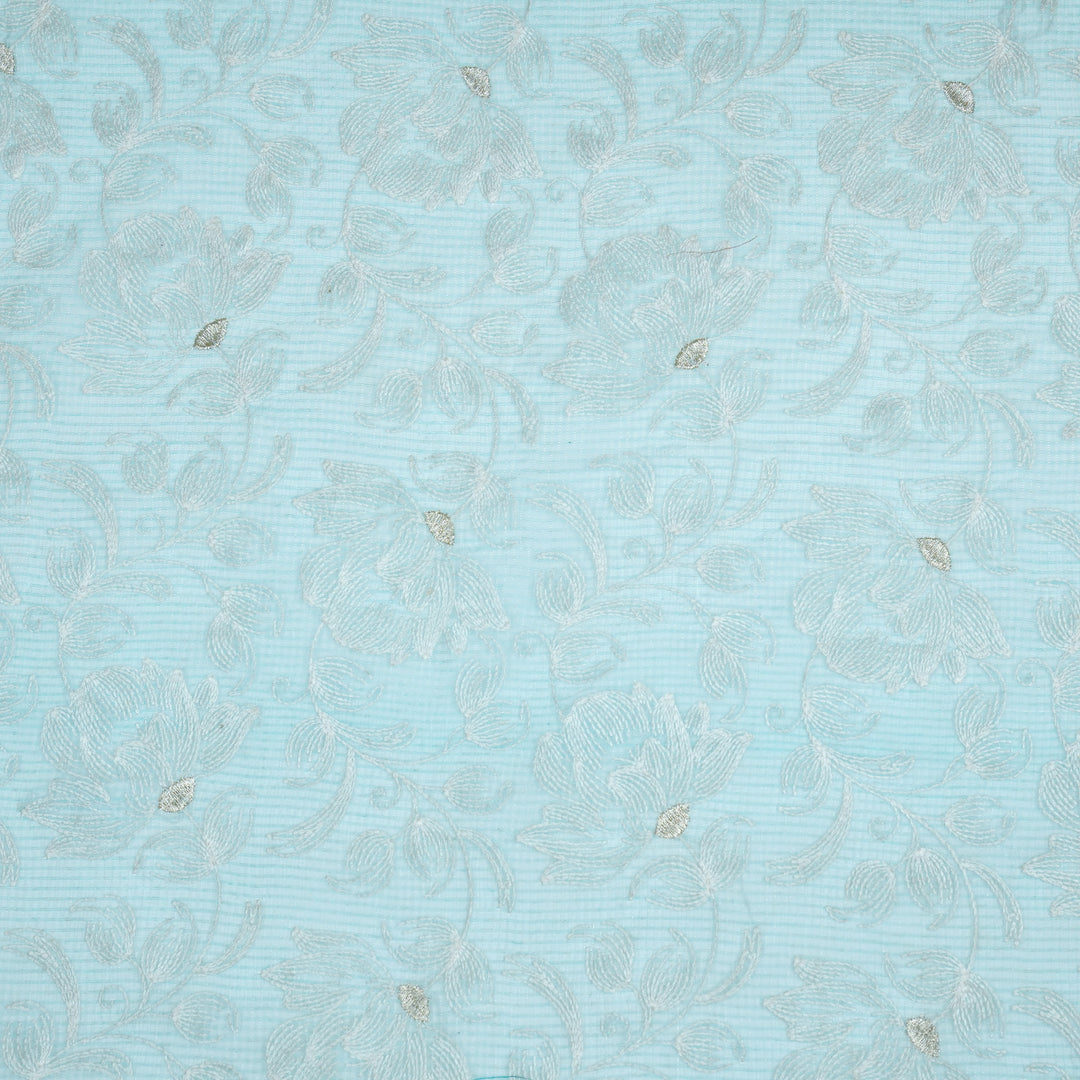 Geetika Jaal on Turquoise Munga Kota Embroidered Fabric