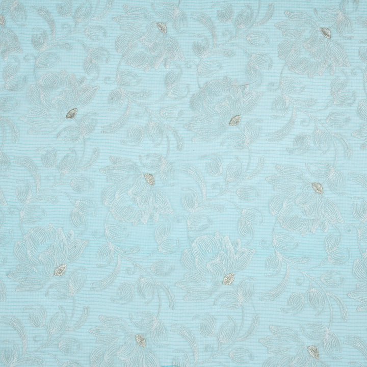 Geetika Jaal on Turquoise Munga Kota Embroidered Fabric