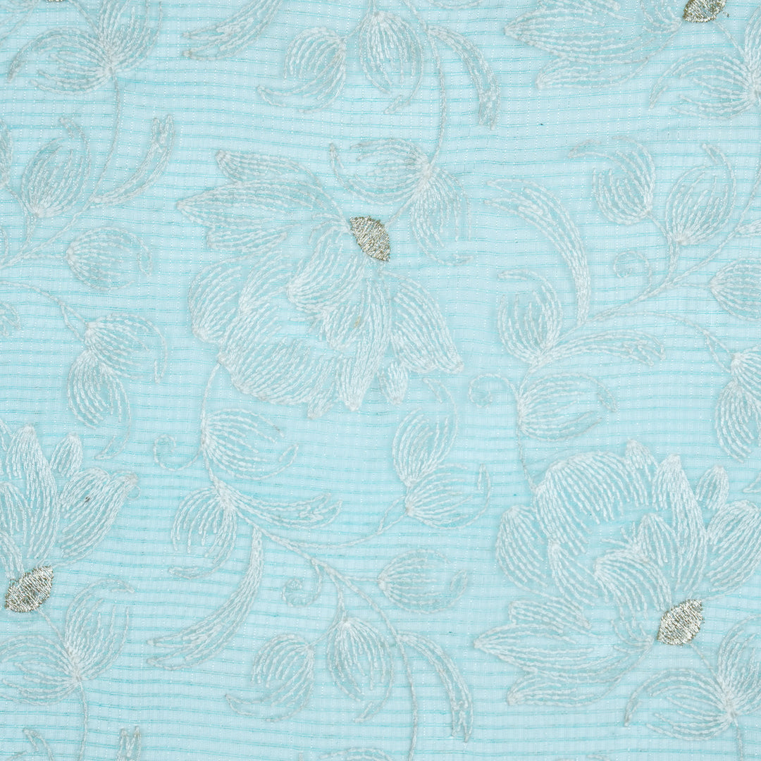 Geetika Jaal on Turquoise Munga Kota Embroidered Fabric