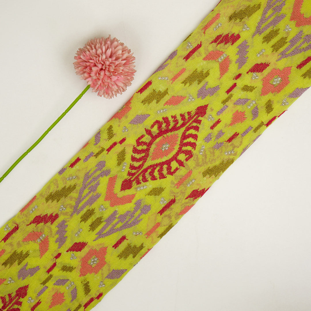 Rangvan Jaal on Lemon Semi Georgette Embroidered Fabric