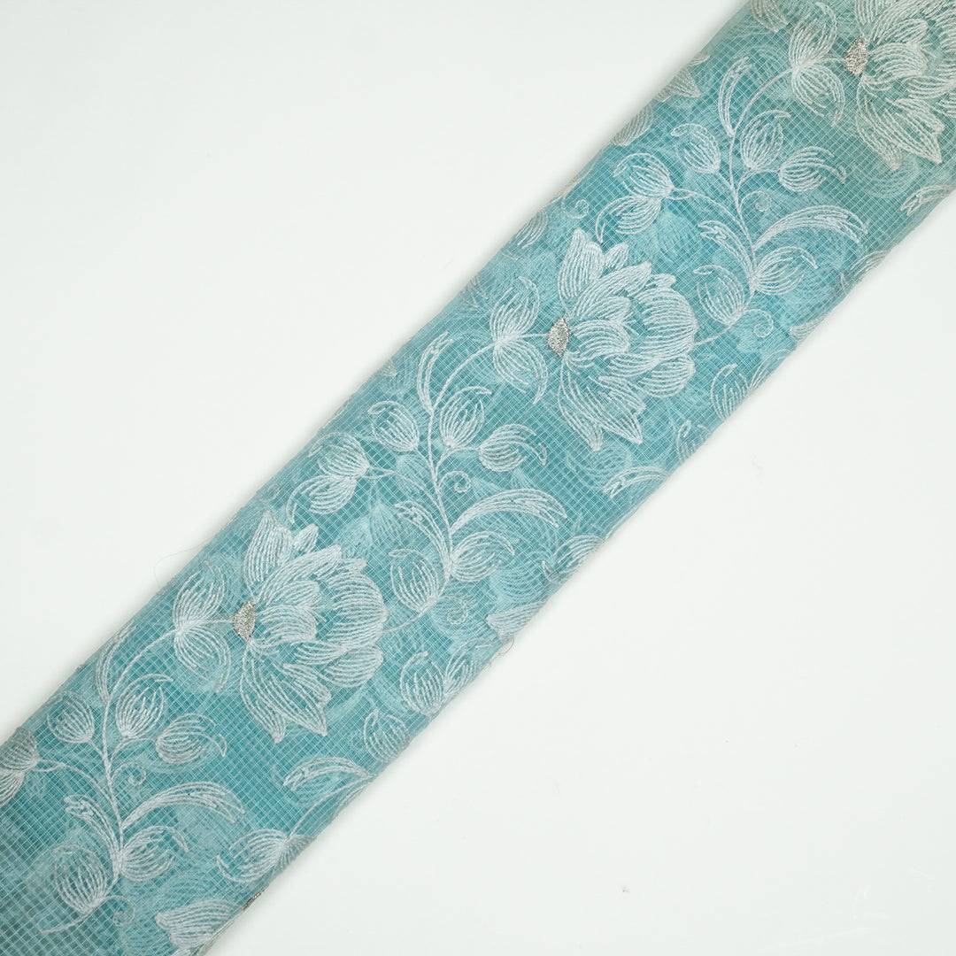 Geetika Jaal on Turquoise Munga Kota Embroidered Fabric