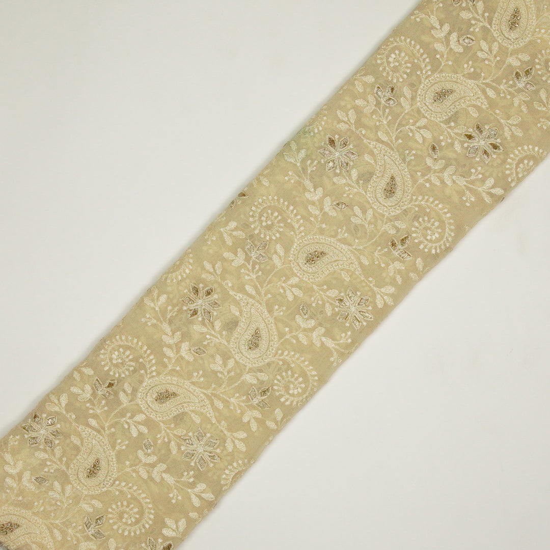 Nabila Jaal on Ivory Semi Georgette Embroidered Fabric