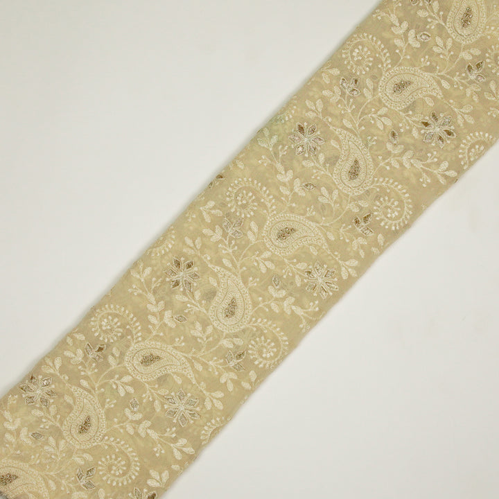 Nabila Jaal on Ivory Semi Georgette Embroidered Fabric