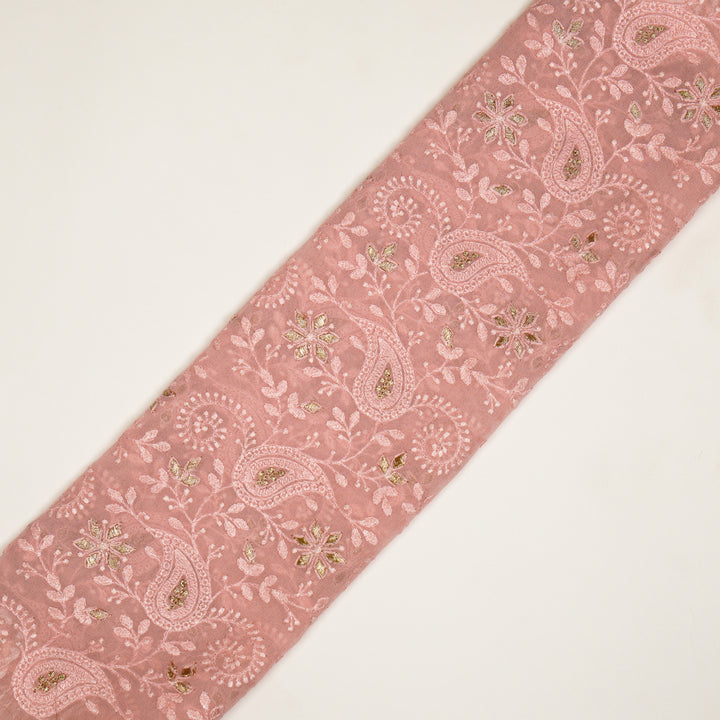 Nabila Jaal on Pink Semi Georgette Embroidered Fabric