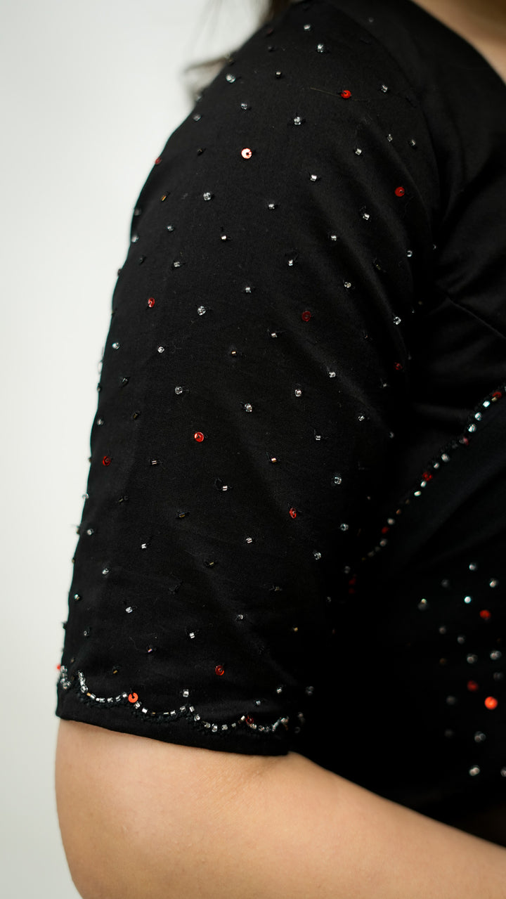 Naktya Embroidered Saree on Black Pure Silk Georgette