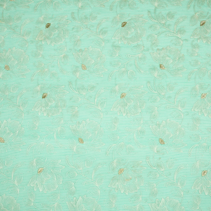 Geetika Jaal on Sea Green Munga Kota Embroidered Fabric