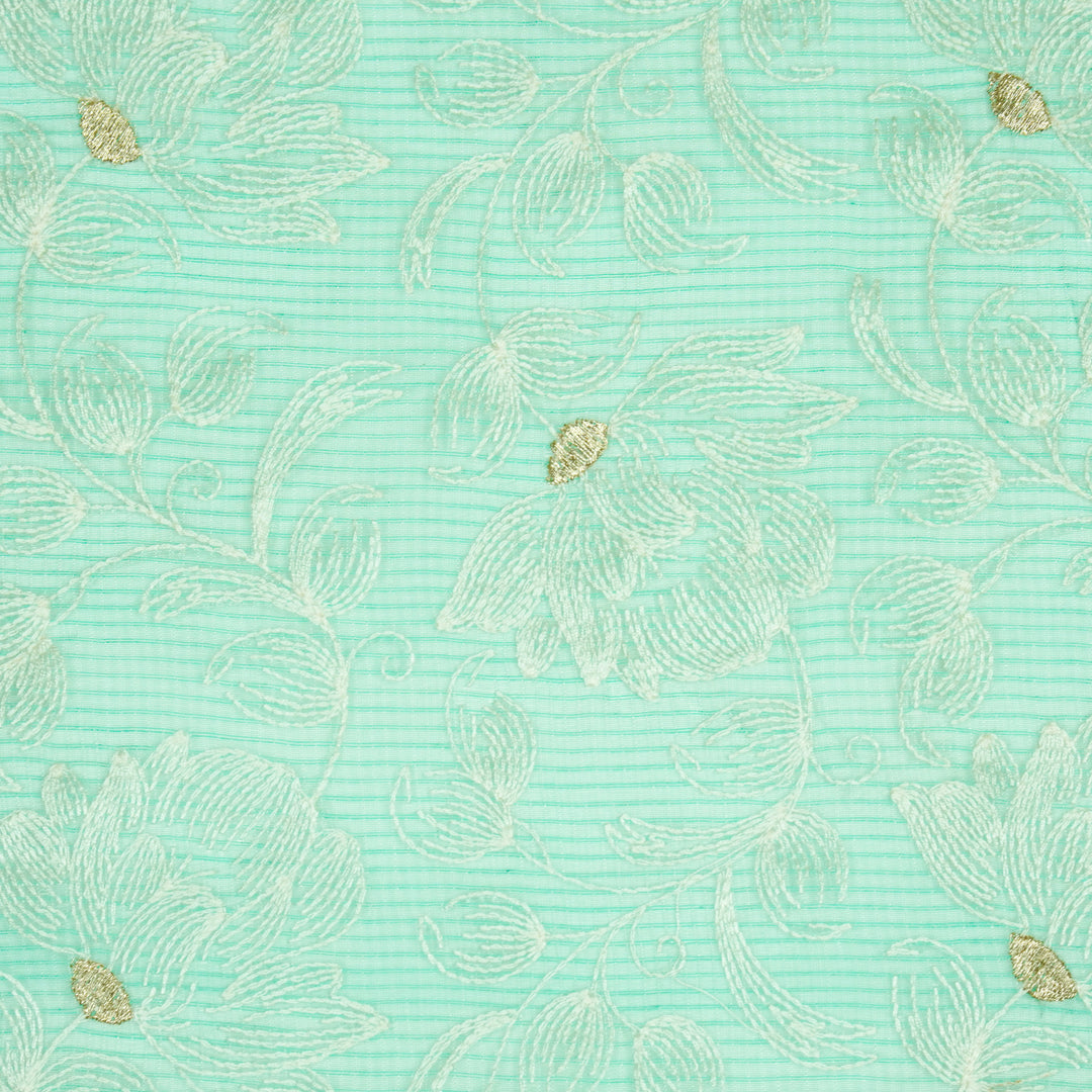 Geetika Jaal on Sea Green Munga Kota Embroidered Fabric