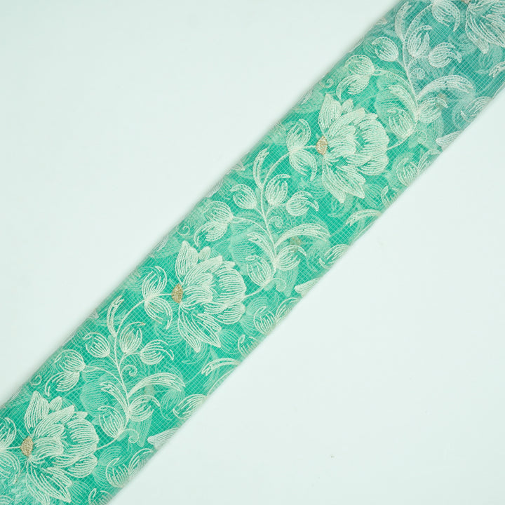 Geetika Jaal on Sea Green Munga Kota Embroidered Fabric