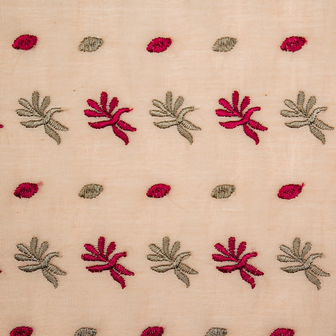 Smita Buti on Light/Peach Cotton Silk Embroidered Fabric