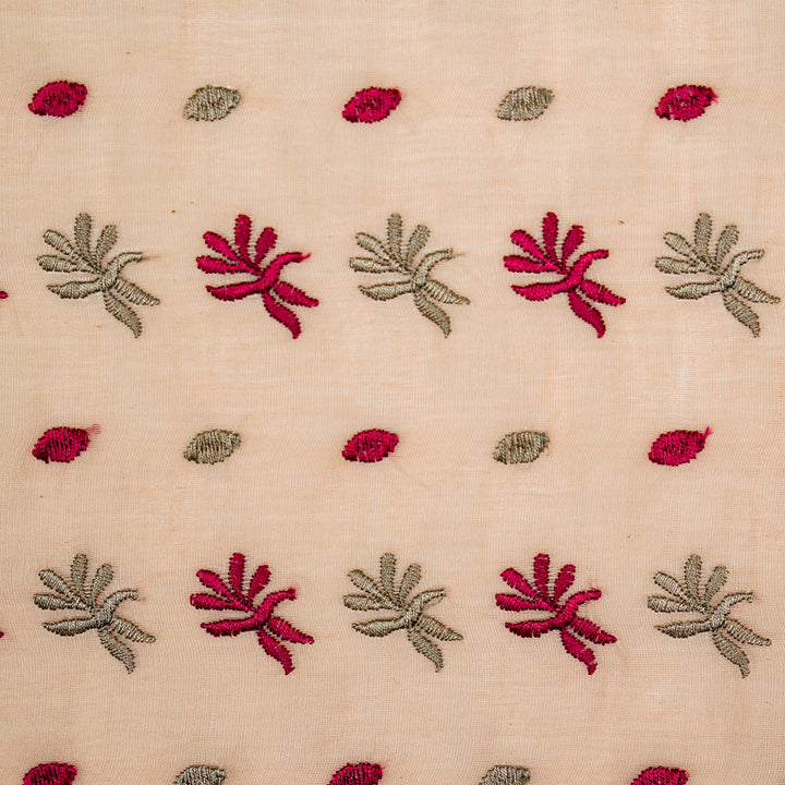 Smita Buti on Light/Peach Cotton Silk Embroidered Fabric