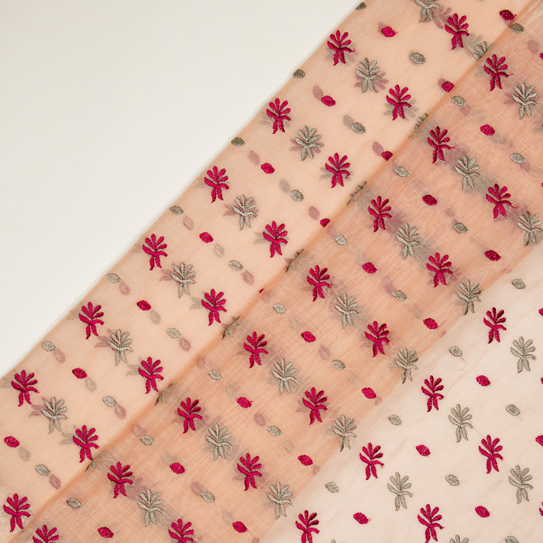 Smita Buti on Light/Peach Cotton Silk Embroidered Fabric
