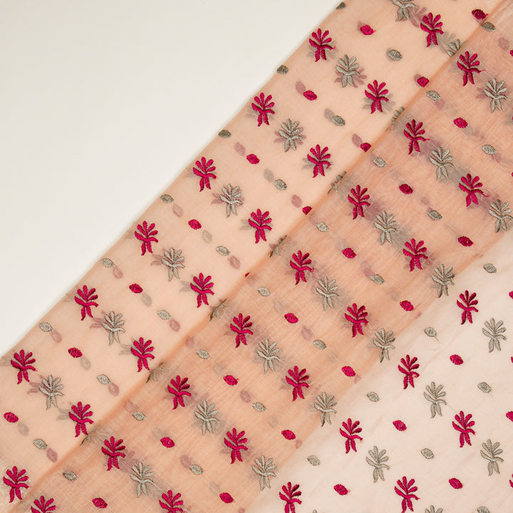 Smita Buti on Light/Peach Cotton Silk Embroidered Fabric