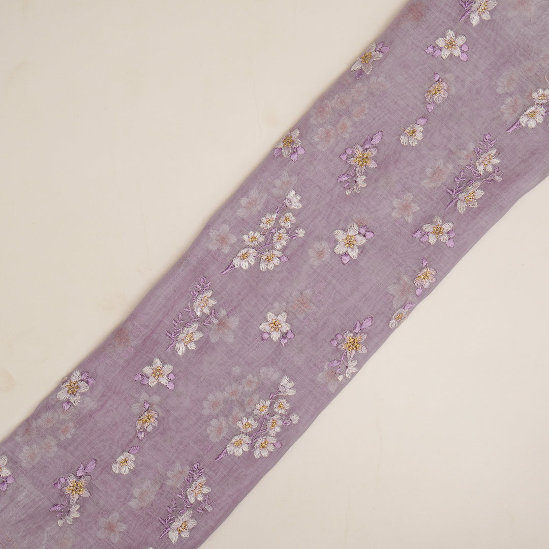 Sheen Buta on Lavender Cotton Silk Embroidered Fabric