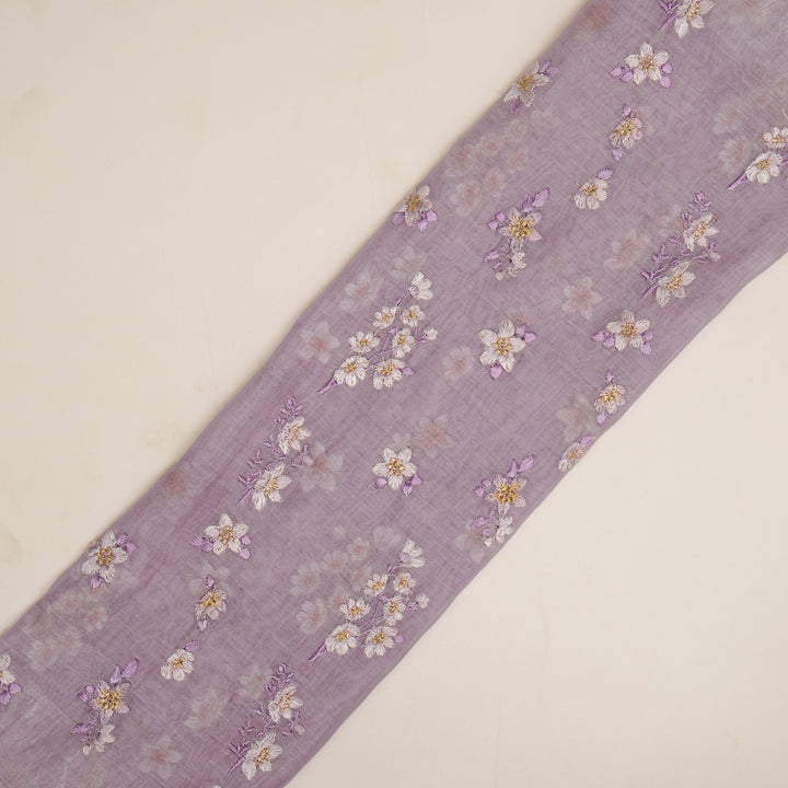 Sheen Buta on Lavender Cotton Silk Embroidered Fabric