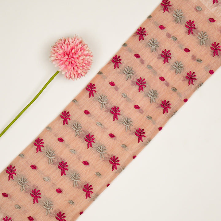 Smita Buti on Light/Peach Cotton Silk Embroidered Fabric