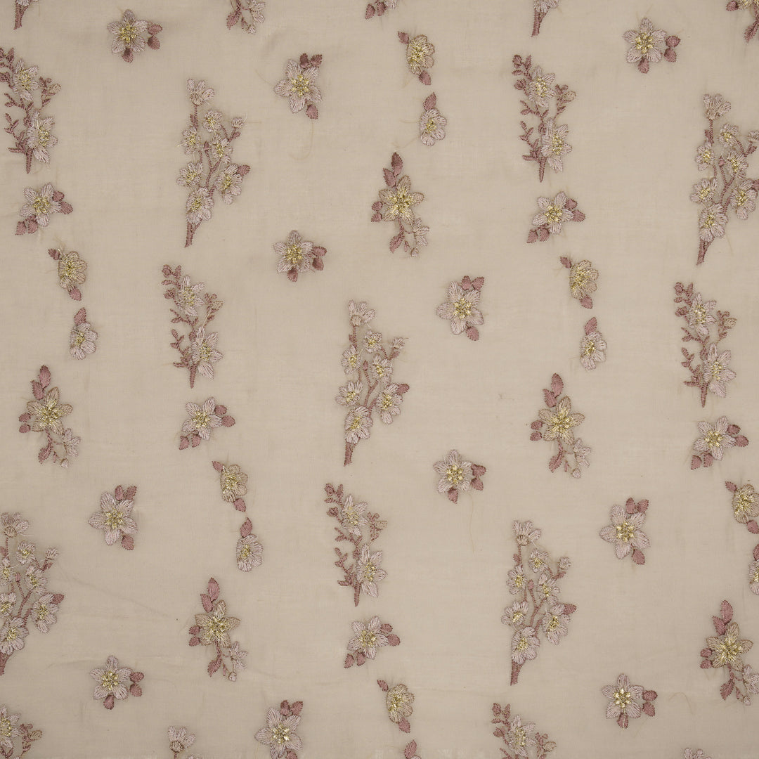 Sheen Buta on Blush Cotton Silk Embroidered Fabric