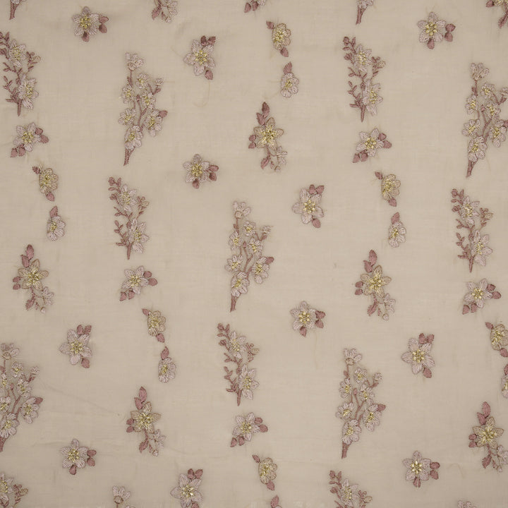 Sheen Buta on Blush Cotton Silk Embroidered Fabric