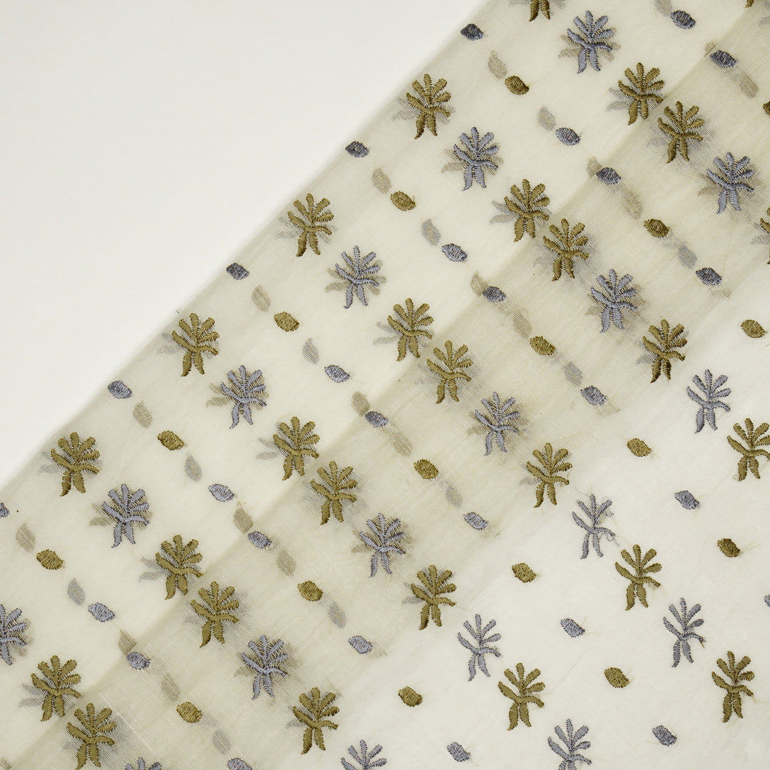 Smita Buti on Cream Cotton Silk Embroidered Fabric