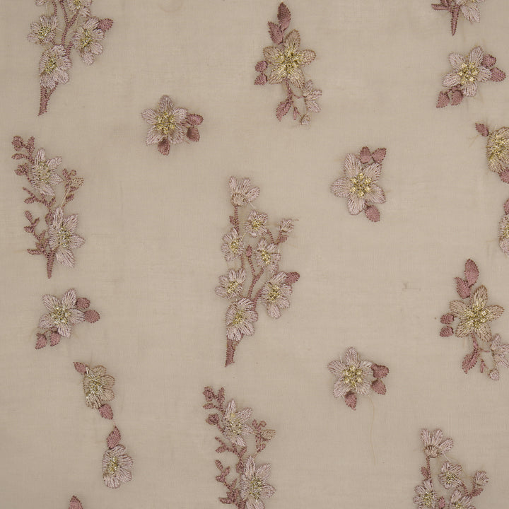 Sheen Buta on Blush Cotton Silk Embroidered Fabric