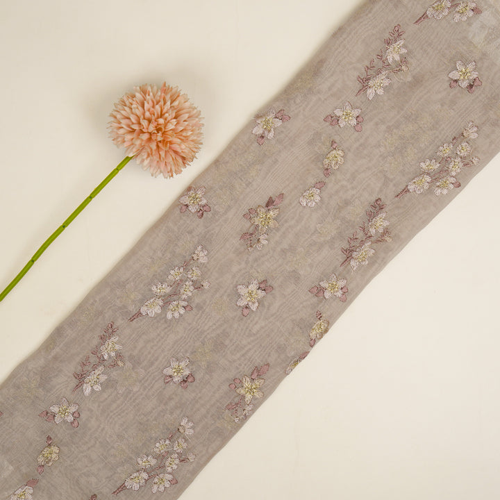 Sheen Buta on Blush Cotton Silk Embroidered Fabric